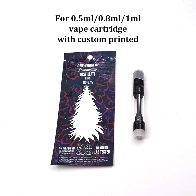 Custom Logo Vape Cartridge 0.5ml Packaging Ziplock Bag