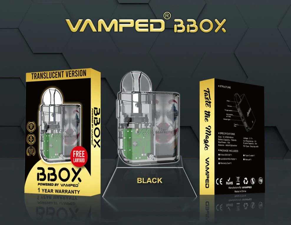 China Vape Factory Wholesale Vamped Aladdin PRO Bbox Pod Rechargeable Open System Vape Pod E-Cig Starter Kit